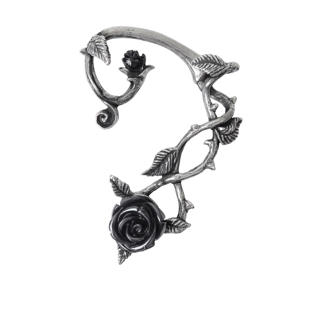 Alchemy - WILD BLACK ROSE Ear wrap - Silver coloured/Black